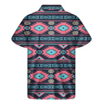 Pink And Blue Southwestern Pattern Print Men's Short Sleeve Shirt