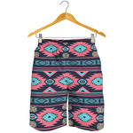 Pink And Blue Southwestern Pattern Print Men's Shorts