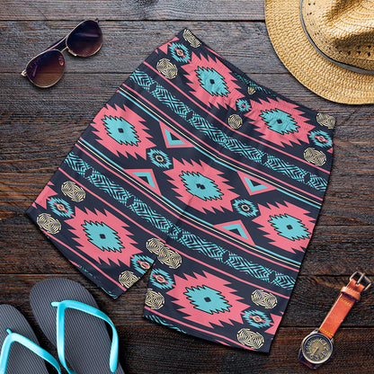 Pink And Blue Southwestern Pattern Print Men's Shorts