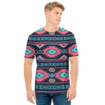 Pink And Blue Southwestern Pattern Print Men's T-Shirt