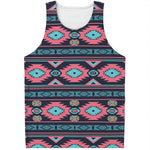Pink And Blue Southwestern Pattern Print Men's Tank Top
