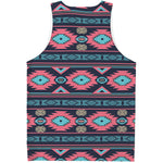 Pink And Blue Southwestern Pattern Print Men's Tank Top