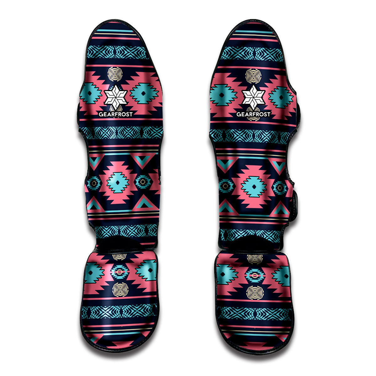 Pink And Blue Southwestern Pattern Print Muay Thai Shin Guard