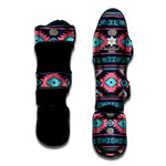 Pink And Blue Southwestern Pattern Print Muay Thai Shin Guard