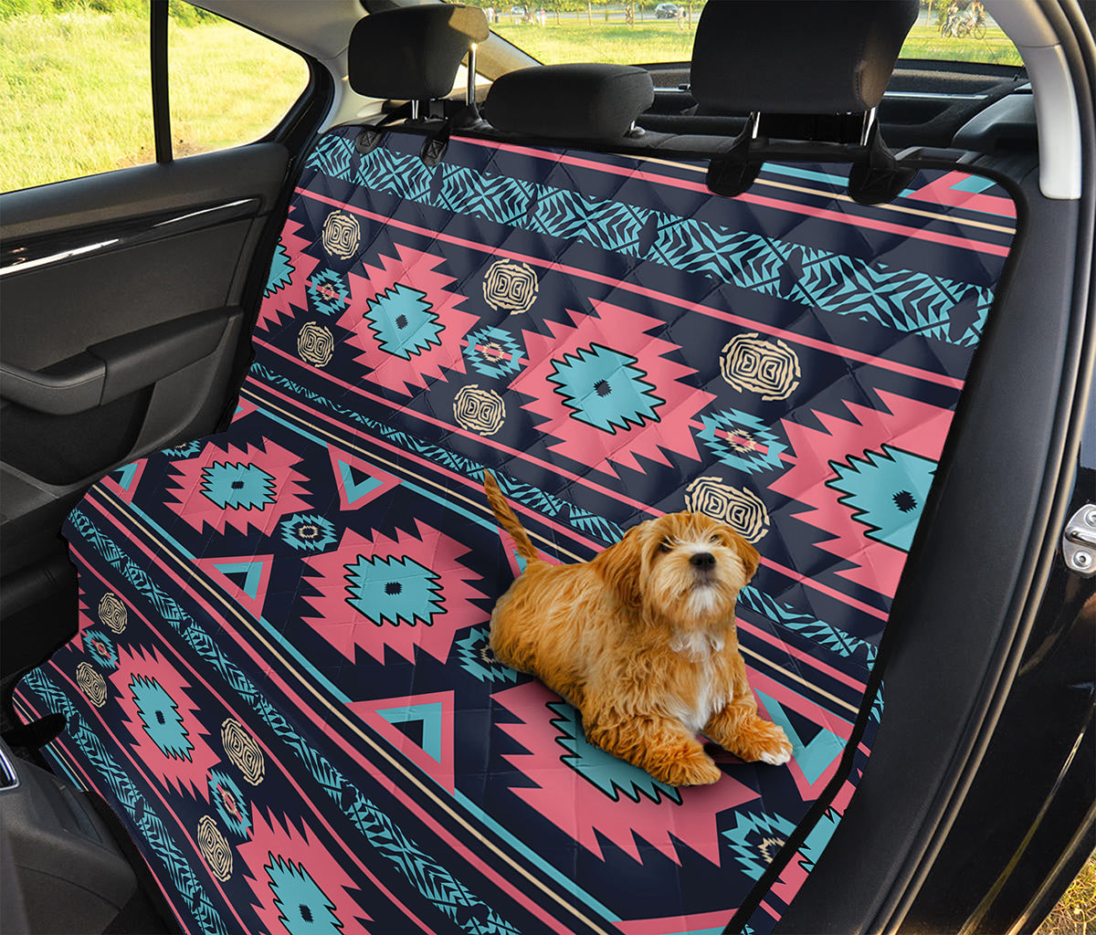 Pink And Blue Southwestern Pattern Print Pet Car Back Seat Cover