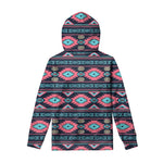 Pink And Blue Southwestern Pattern Print Pullover Hoodie
