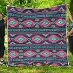 Pink And Blue Southwestern Pattern Print Quilt