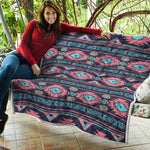Pink And Blue Southwestern Pattern Print Quilt