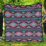 Pink And Blue Southwestern Pattern Print Quilt