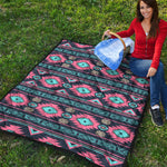 Pink And Blue Southwestern Pattern Print Quilt