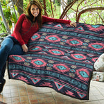 Pink And Blue Southwestern Pattern Print Quilt