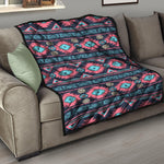 Pink And Blue Southwestern Pattern Print Quilt