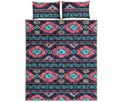 Pink And Blue Southwestern Pattern Print Quilt Bed Set