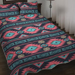 Pink And Blue Southwestern Pattern Print Quilt Bed Set