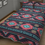 Pink And Blue Southwestern Pattern Print Quilt Bed Set