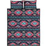 Pink And Blue Southwestern Pattern Print Quilt Bed Set