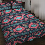 Pink And Blue Southwestern Pattern Print Quilt Bed Set