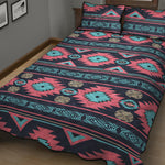 Pink And Blue Southwestern Pattern Print Quilt Bed Set