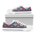 Pink And Blue Southwestern Pattern Print White Low Top Sneakers