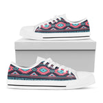 Pink And Blue Southwestern Pattern Print White Low Top Shoes