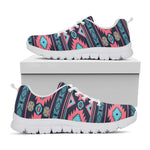 Pink And Blue Southwestern Pattern Print White Sneakers