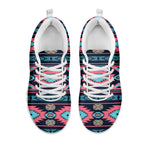 Pink And Blue Southwestern Pattern Print White Sneakers