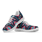 Pink And Blue Southwestern Pattern Print White Sneakers