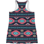 Pink And Blue Southwestern Pattern Print Women's Racerback Tank Top