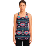 Pink And Blue Southwestern Pattern Print Women's Racerback Tank Top