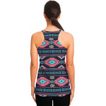 Pink And Blue Southwestern Pattern Print Women's Racerback Tank Top