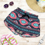 Pink And Blue Southwestern Pattern Print Women's Shorts