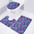 Pink And Blue Tropical Palm Leaf Print 3 Piece Bath Mat Set