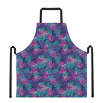 Pink And Blue Tropical Palm Leaf Print Apron