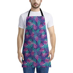 Pink And Blue Tropical Palm Leaf Print Apron