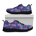Pink And Blue Tropical Palm Leaf Print Black Running Shoes