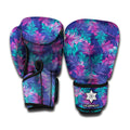 Pink And Blue Tropical Palm Leaf Print Boxing Gloves