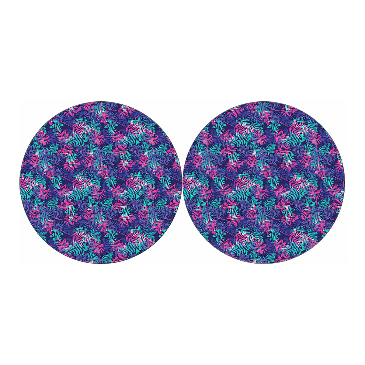 Pink And Blue Tropical Palm Leaf Print Car Coasters
