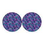Pink And Blue Tropical Palm Leaf Print Car Coasters