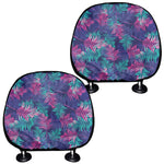 Pink And Blue Tropical Palm Leaf Print Car Headrest Covers