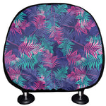 Pink And Blue Tropical Palm Leaf Print Car Headrest Covers