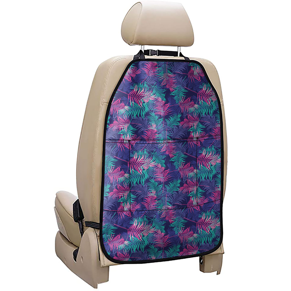 Pink And Blue Tropical Palm Leaf Print Car Seat Organizers