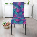 Pink And Blue Tropical Palm Leaf Print Dining Chair Slipcover