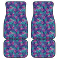 Pink And Blue Tropical Palm Leaf Print Front and Back Car Floor Mats