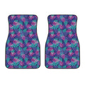 Pink And Blue Tropical Palm Leaf Print Front Car Floor Mats