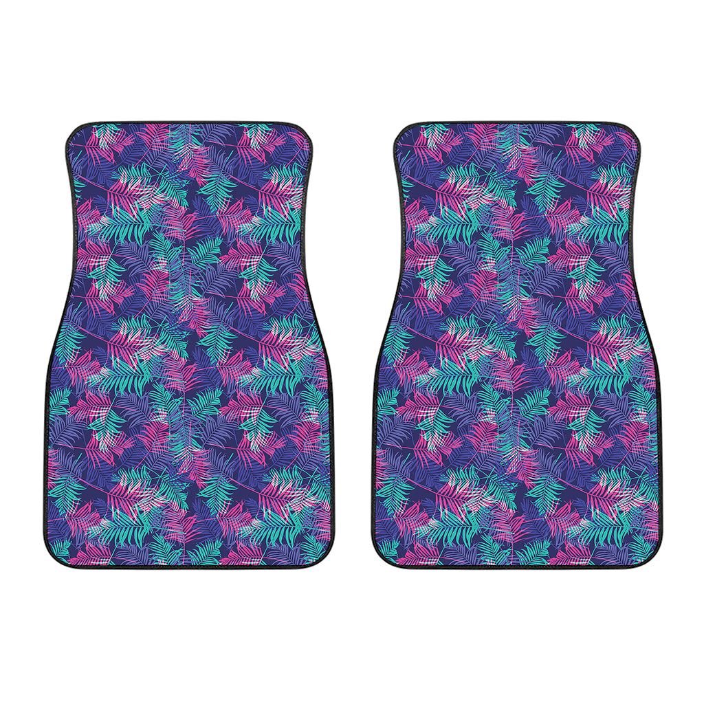 Pink And Blue Tropical Palm Leaf Print Front Car Floor Mats