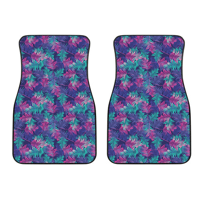 Pink And Blue Tropical Palm Leaf Print Front Car Floor Mats