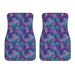Pink And Blue Tropical Palm Leaf Print Front Car Floor Mats