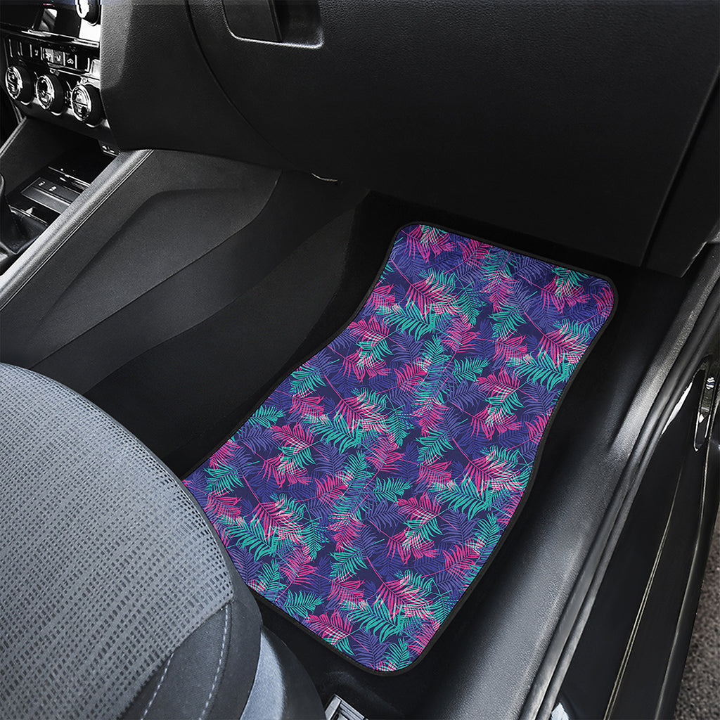 Pink And Blue Tropical Palm Leaf Print Front Car Floor Mats