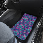Pink And Blue Tropical Palm Leaf Print Front Car Floor Mats