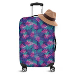 Pink And Blue Tropical Palm Leaf Print Luggage Cover